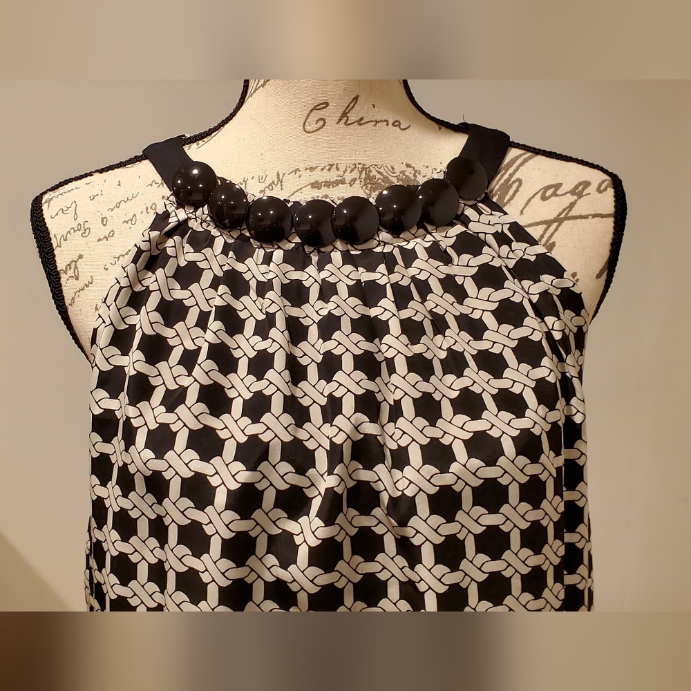 Shoshanna Black and White Patterned Dress,Halter Neck Size 8. - Picture 5 of 13